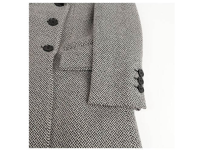 Burberry Herringbone Tailored Coat Size Black - view 6