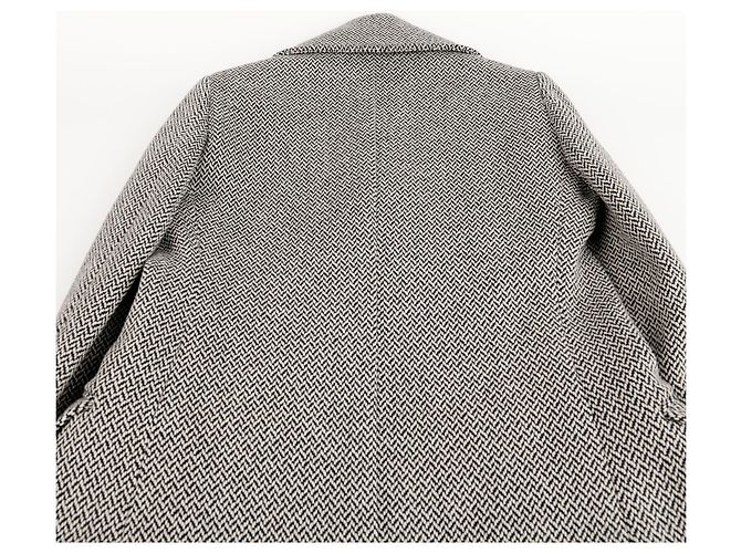Burberry Herringbone Tailored Coat Size Black - view 7