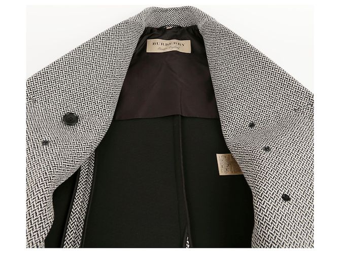 Burberry Herringbone Tailored Coat Size Black - view 8