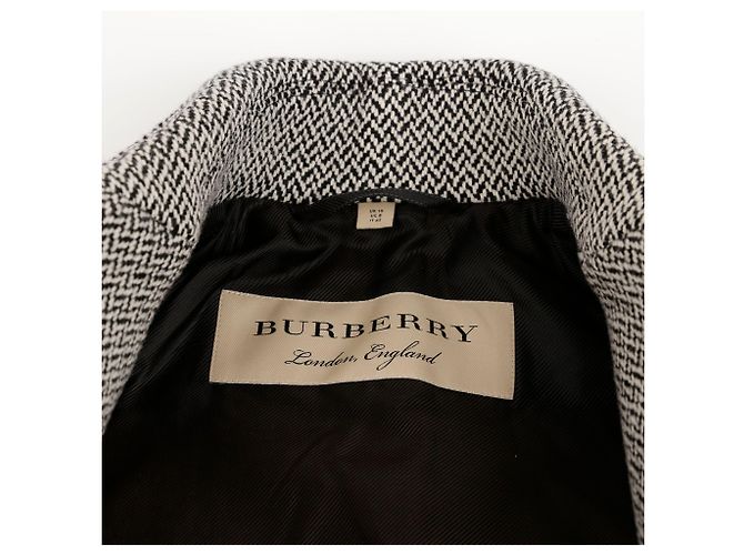 Burberry Herringbone Tailored Coat Size Black - view 9