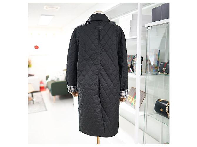 Burberry Giacca Donna Tything Nera Lunga Trapuntata Sottile Primavera Autunno Nero - vista 10
