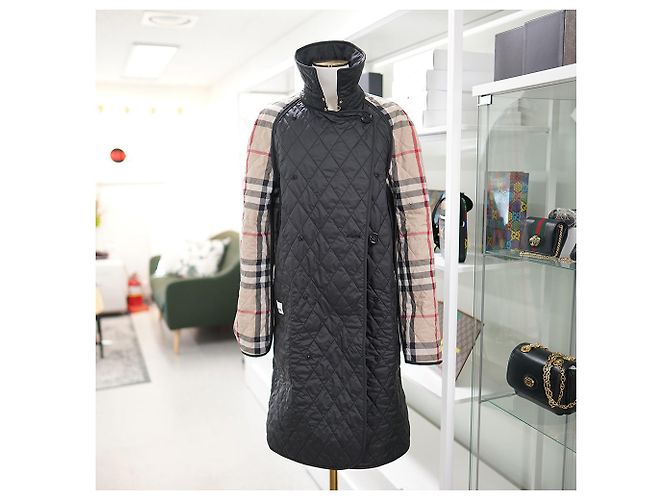 Burberry Giacca Donna Tything Nera Lunga Trapuntata Sottile Primavera Autunno Nero - vista 15