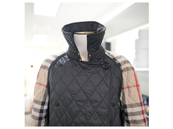 Burberry Giacca Donna Tything Nera Lunga Trapuntata Sottile Primavera Autunno Nero - vista 16