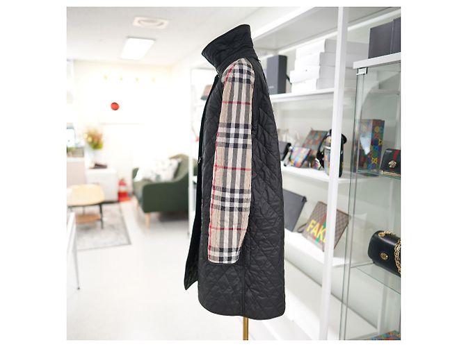 Burberry Giacca Donna Tything Nera Lunga Trapuntata Sottile Primavera Autunno Nero - vista 17