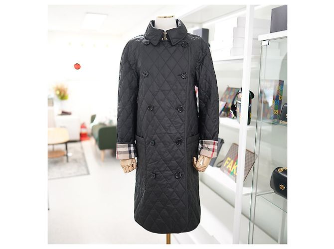 Burberry Giacca Donna Tything Nera Lunga Trapuntata Sottile Primavera Autunno Nero - vista 2