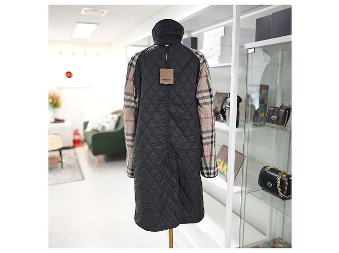 Burberry Giacca Donna Tything Nera Lunga Trapuntata Sottile Primavera Autunno Nero - vista 20