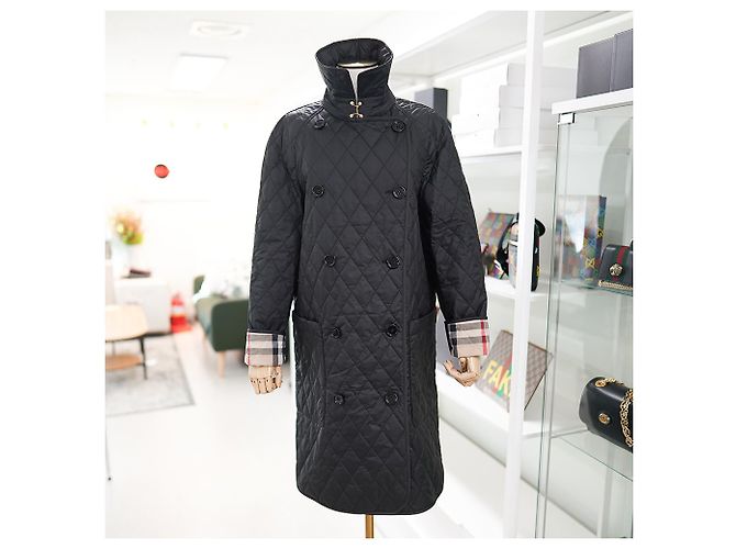Burberry Giacca Donna Tything Nera Lunga Trapuntata Sottile Primavera Autunno Nero - vista 3