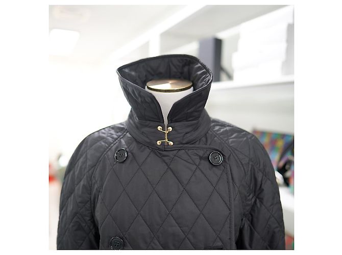 Burberry Giacca Donna Tything Nera Lunga Trapuntata Sottile Primavera Autunno Nero - vista 4