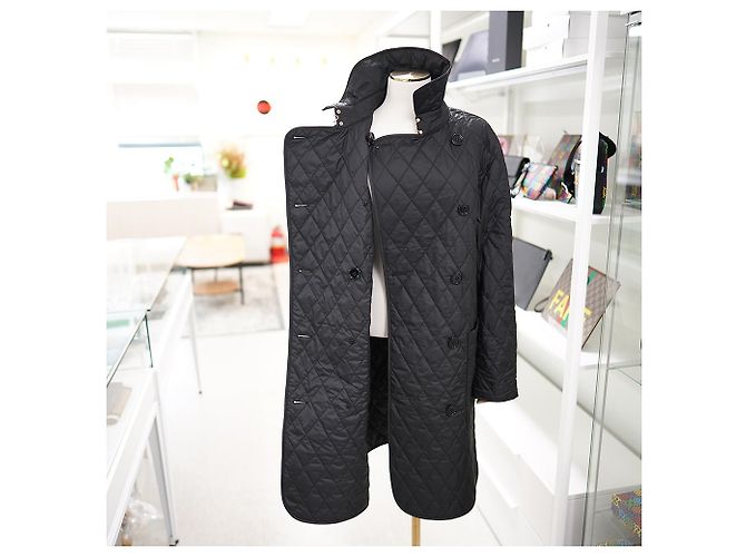 Burberry Giacca Donna Tything Nera Lunga Trapuntata Sottile Primavera Autunno Nero - vista 5