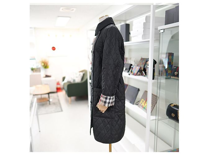 Burberry Giacca Donna Tything Nera Lunga Trapuntata Sottile Primavera Autunno Nero - vista 6