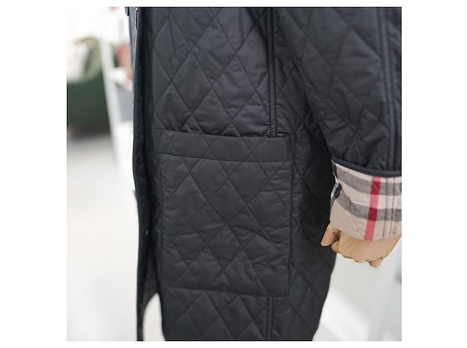 Burberry Giacca Donna Tything Nera Lunga Trapuntata Sottile Primavera Autunno Nero - vista 7