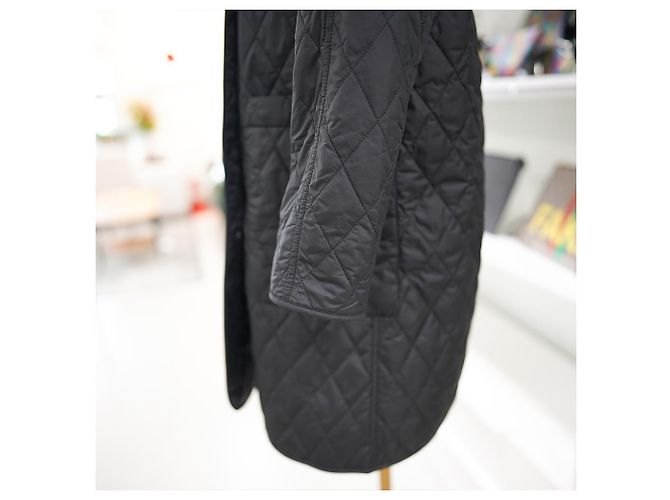 Burberry Giacca Donna Tything Nera Lunga Trapuntata Sottile Primavera Autunno Nero - vista 9