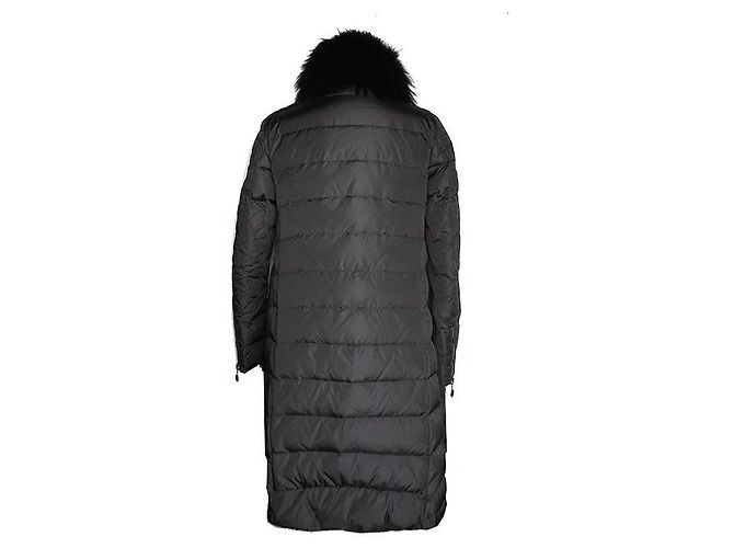Moncler Abrigo de plumas con cuello de piel de mapache negro - vista 2