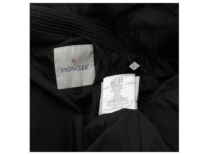 Moncler Abrigo de plumas con cuello de piel de mapache negro - vista 3
