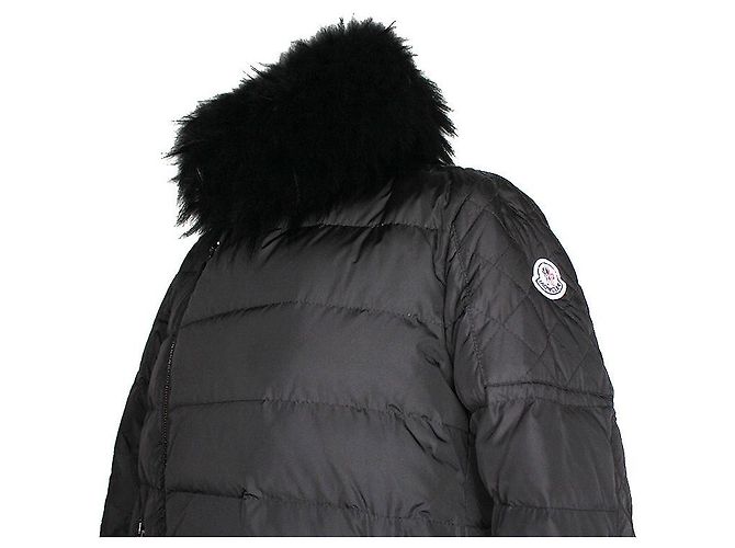 Moncler Abrigo de plumas con cuello de piel de mapache negro - vista 4