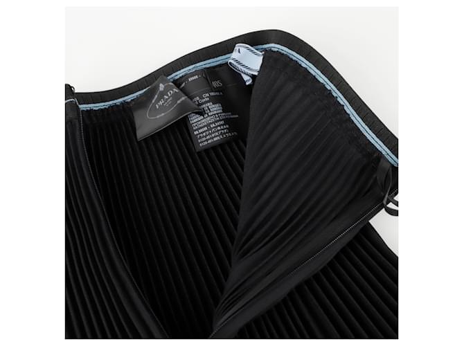 Prada Falda plisada con logo Banding Negro - vista 7