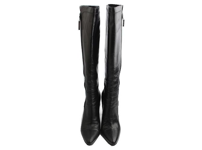 Fendi Schwarze Lederstiefel - Ansicht 2
