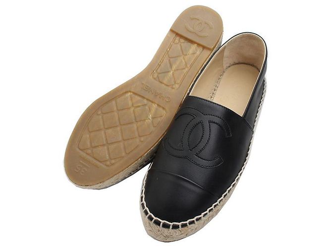 Chanel Espadrillas in pelle di agnello nera Nero - vista 3