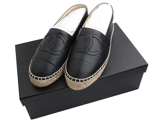 Chanel Espadrillas in pelle di agnello nera Nero - vista 5