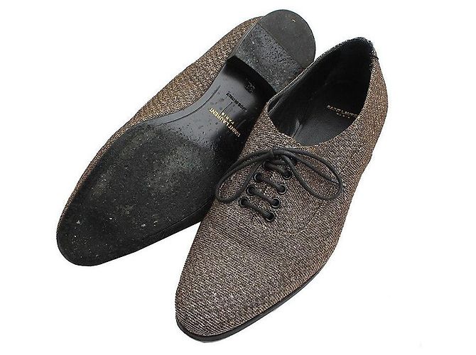 Saint Laurent Mocassini Oxford Glitterati Argento - vista 3
