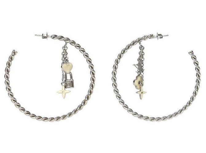 Louis Vuitton Orecchini a cerchio in argento con monogramma - vista 3