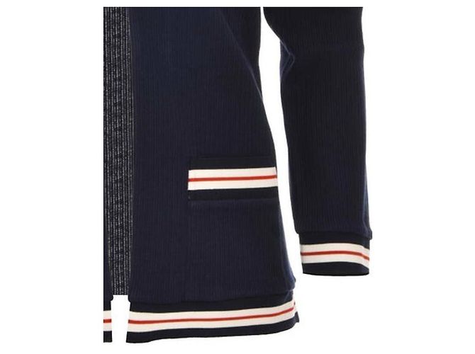Thom Browne Langer Cardigan aus Baumwolle mit Cricket-Textur Blau - Ansicht 10