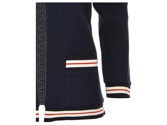 Thom Browne Langer Cardigan aus Baumwolle mit Cricket-Textur Blau - Ansicht 11