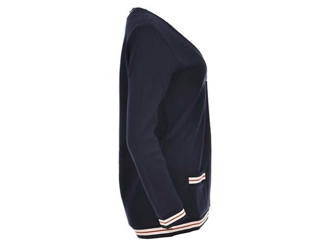 Thom Browne Langer Cardigan aus Baumwolle mit Cricket-Textur Blau - Ansicht 6