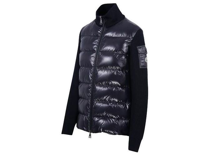 Moncler Cardigã de lã com zíper acolchoado Preto - vista 5