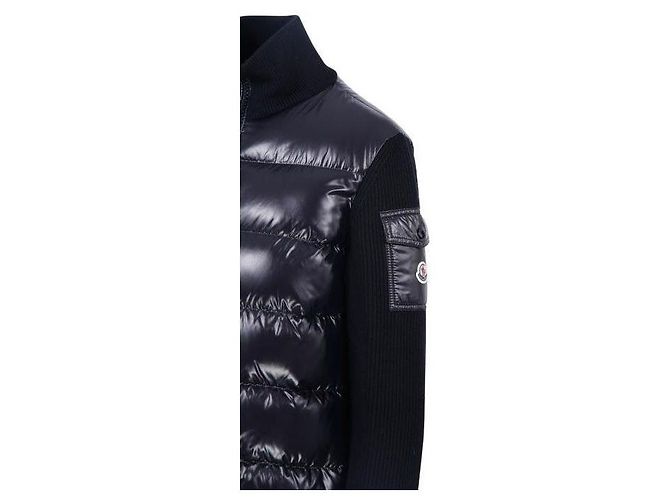 Moncler Cardigã de lã com zíper acolchoado Preto - vista 7