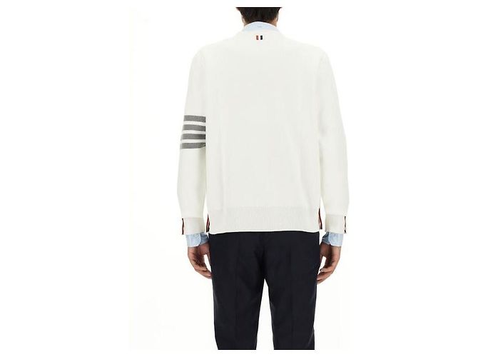 Thom Browne V-Ausschnitt-Cardigan aus Baumwolle Milano Weiß - Ansicht 8