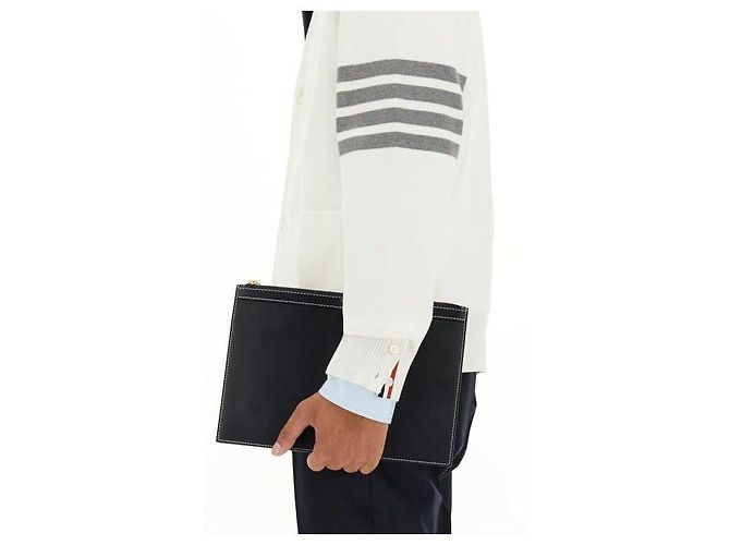 Thom Browne V-Ausschnitt-Cardigan aus Baumwolle Milano Weiß - Ansicht 9