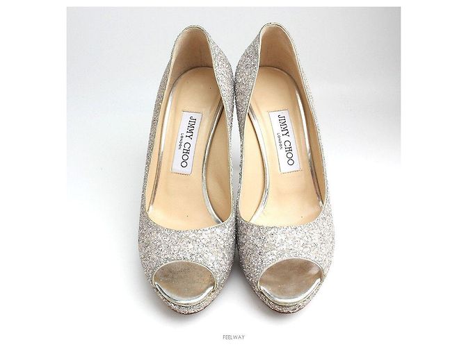 Jimmy Choo Décolleté aperti con glitter argento - vista 2