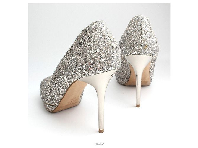 Jimmy Choo Décolleté aperti con glitter argento - vista 4