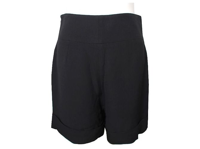 Chanel Pantalones Bermuda de Seda Negros - vista 3