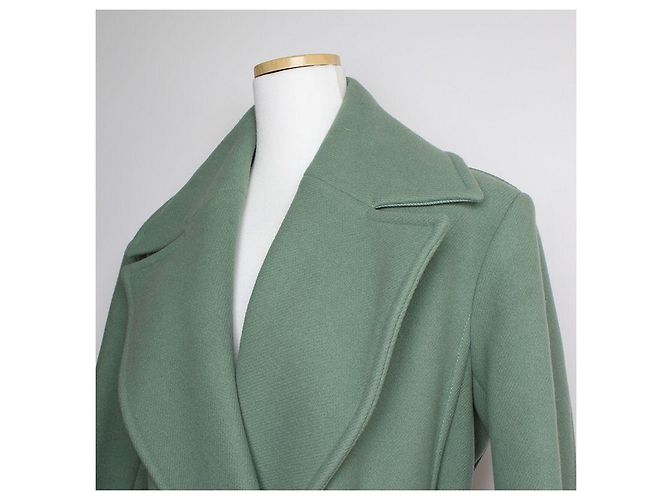 Céline Mintgrüner Wollmischung Mantel mit Gürtel - Ansicht 4