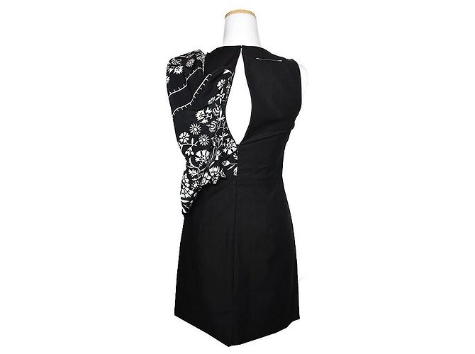 Maison Martin Margiela Vestido drapeado negro con estampado - vista 2