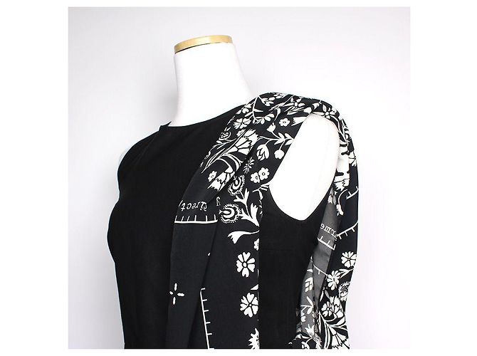 Maison Martin Margiela Vestido drapeado negro con estampado - vista 4