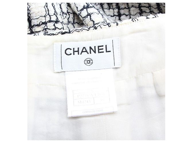 Chanel Falda de tweed negro marfil Blanco - vista 3