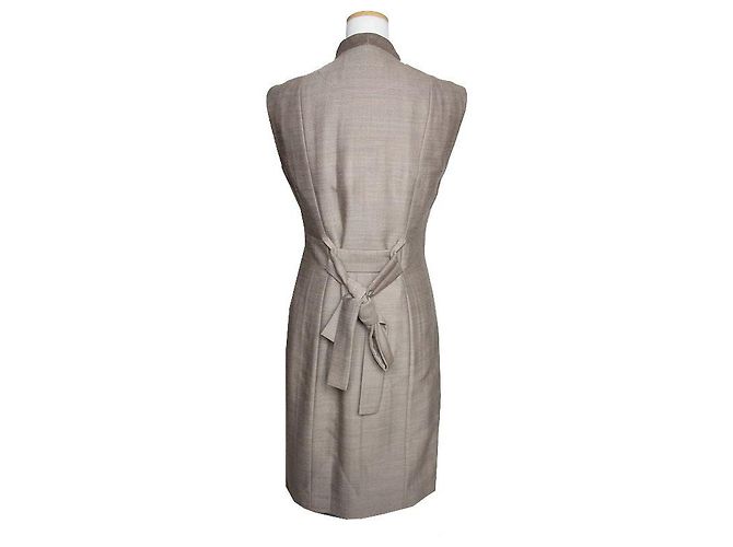 Maison Martin Margiela Chaleco largo de lana y algodón topo Castaño - vista 2