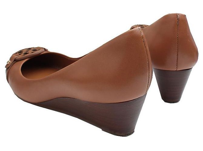 Tory Burch Karamell Logo Keilabsatzschuhe Braun - Ansicht 4