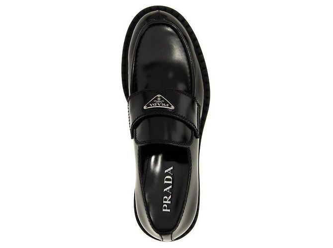 Prada Mocassini in pelle spazzolata color cioccolato - vista 7