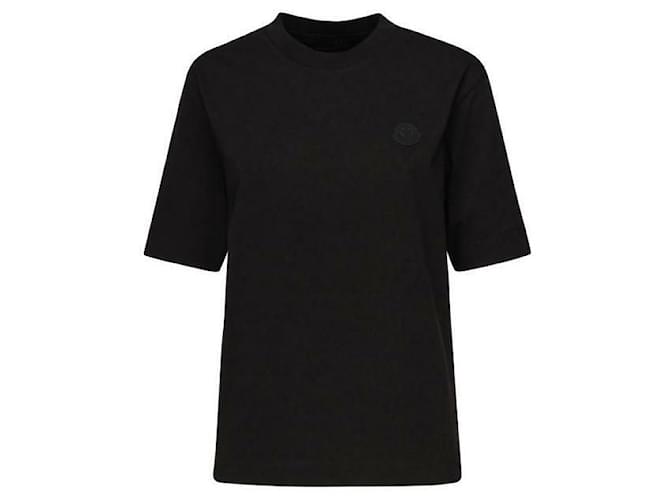 Moncler Baumwoll-T-Shirt mit Silikon-Logo-Patch Schwarz - Ansicht 5