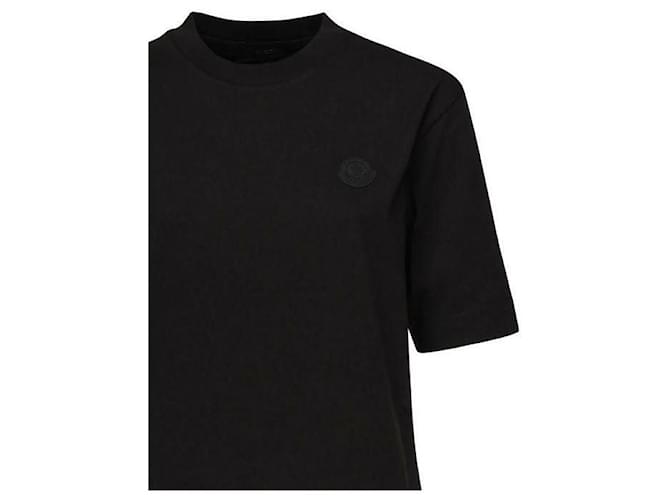 Moncler Baumwoll-T-Shirt mit Silikon-Logo-Patch Schwarz - Ansicht 7