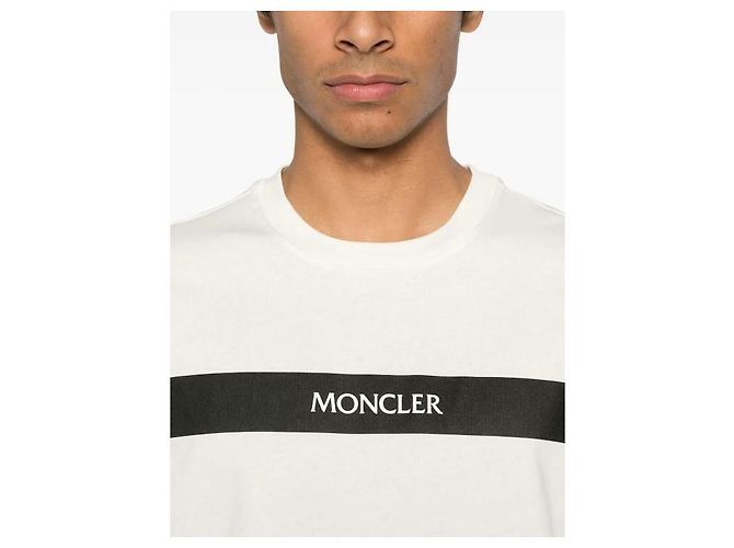 Moncler Baumwoll-T-Shirt mit Logo Weiß - Ansicht 7