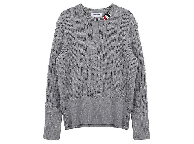 Thom Browne Pullover in lana rilassato con treccia Marrone - vista 3