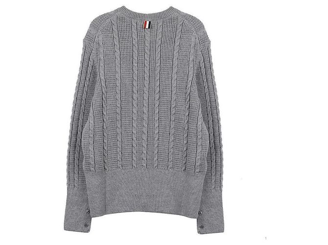 Thom Browne Pullover in lana rilassato con treccia Marrone - vista 4