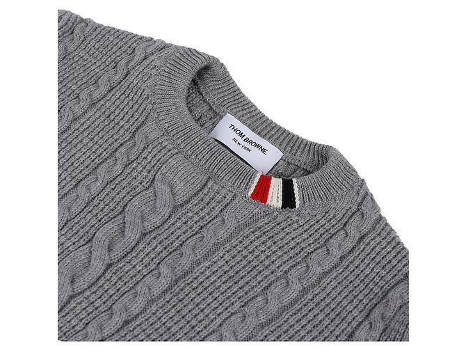 Thom Browne Pullover in lana rilassato con treccia Marrone - vista 5