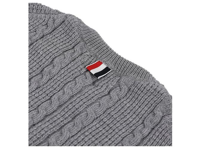 Thom Browne Pullover in lana rilassato con treccia Marrone - vista 6
