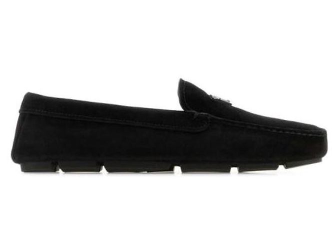 Prada Scarpe da guida in suede con logo a triangolo - vista 4